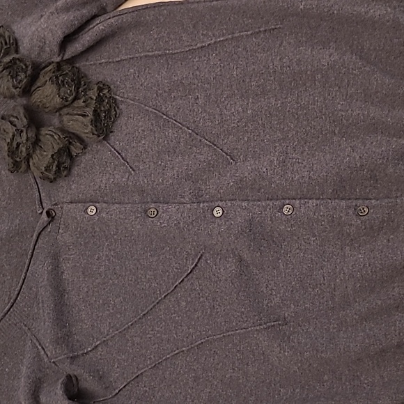 EUC Valentino Red Grey Wool/Cashmere Blend Rosette Button Front Cardigan - Picture 8 of 17